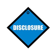 disclosure white wording on quadrate blue background