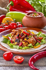 .Stew from various vegetables and meat. Mexican cuisine.