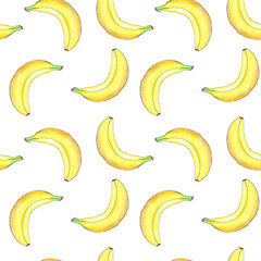 Seamless pattern with fruits drawn by color pencils