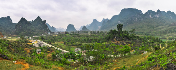 Vietnamese provinces. Panorama of the mountain village