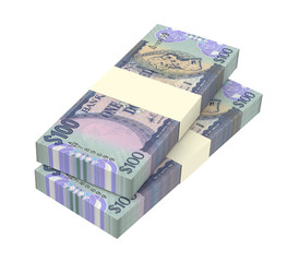 Guyanese dollars bills isolated on white background. 3D illustration.
