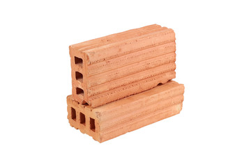 Two bricks for construction isolated on white