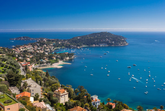 Cote d'Azur France. View of luxury resort and bay of French rivi