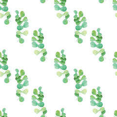Watercolor leaves seamless patterns