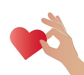 hand holding the heart art vector