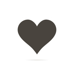 Heart icon in flat style with shadow white background