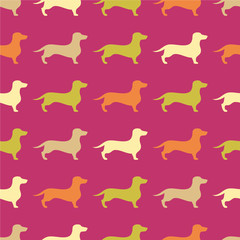 Seamless decorative background with Dachshund. Print. Cloth design, wallpaper.
