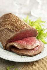 Roast beef with salad