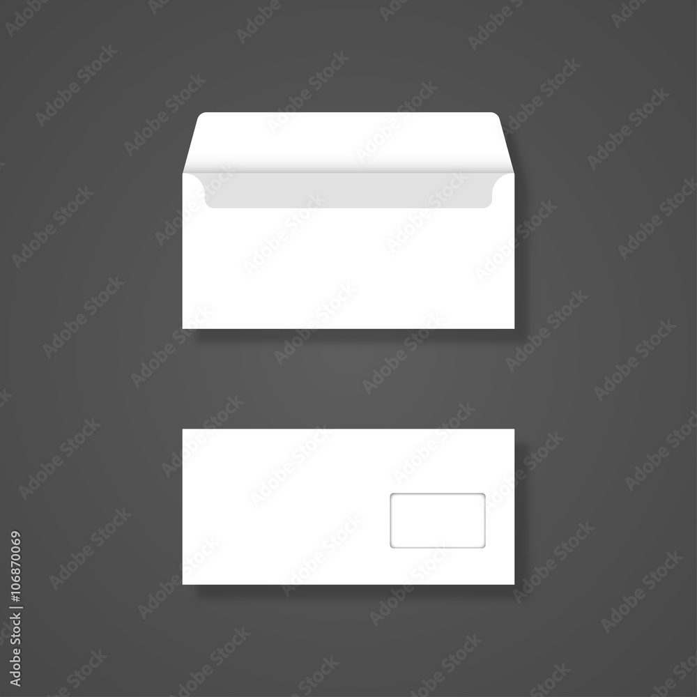 Poster blank envelope with window front and back view mockup