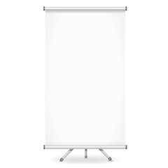 Blank roll up banner display on white background