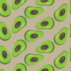 avocado with slice,  seamless pattern background with juicy and tasty fruits
