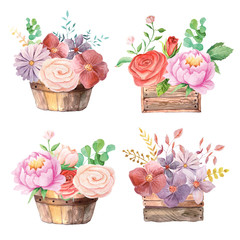 Roses in wooden box