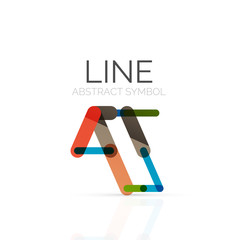 Linear abstract logo, connected multicolored segments of lines geometrical figure