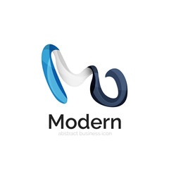 Wave ribbon logo, vector abstract shape