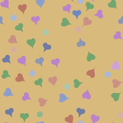 Hearts and circles pattern on a yellow background