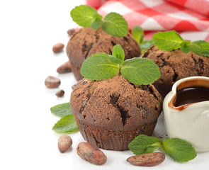 Chocolate muffins with mint