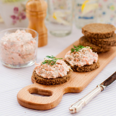 Smoked Salmon, Cream Cheese, Dill and Horseradish Pate on Rye Br