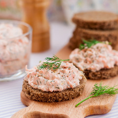 Smoked Salmon, Cream Cheese, Dill and Horseradish Pate on Rye Br