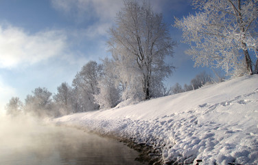 Obraz na płótnie Canvas winter morning on the river