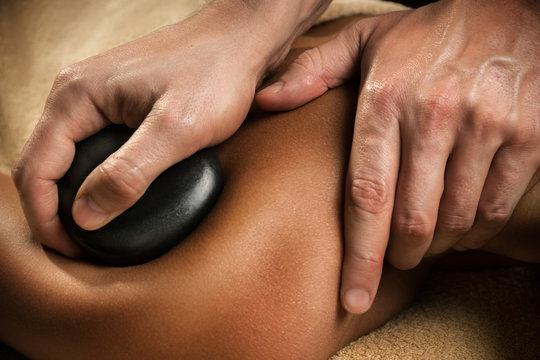 Stone therapy - massage close-up