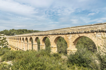 Fototapeta na wymiar Roman aqueduct in Tarragona, Spain