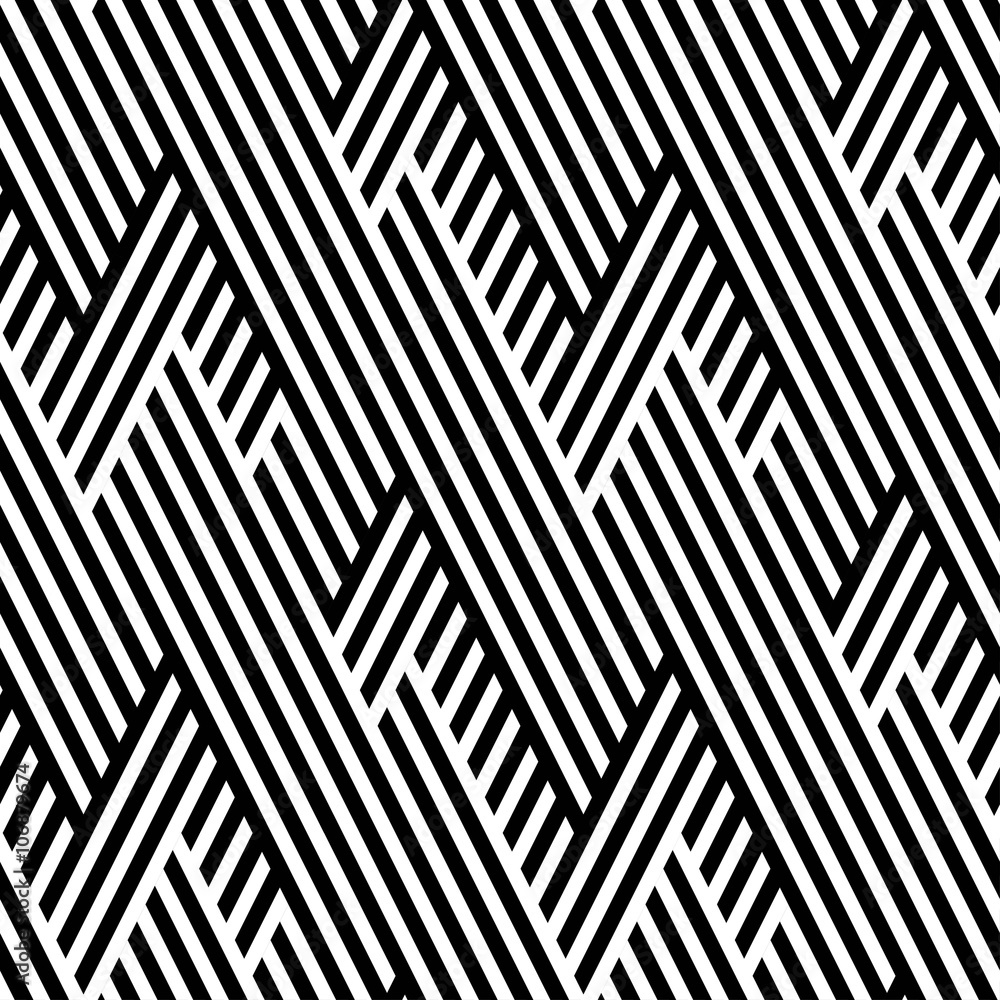 Wall mural vector seamless texture. geometric abstract background. monochrome repeating pattern of broken lines