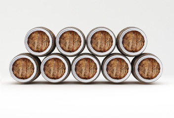 Wood barrels isolated