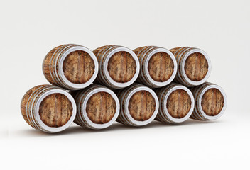 Wood barrels isolated