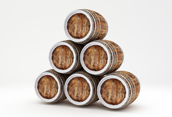 Wood barrels isolated