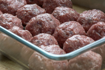 Red raw croquettes