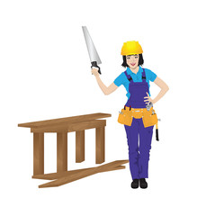 Vector illustration of female worker
