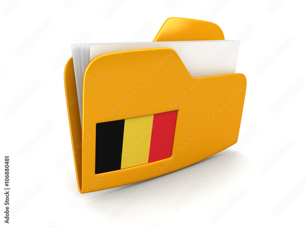 Poster folder and lists with belgian flag. image with clipping path