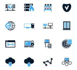 Internet, server, network icons set