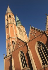 Braunschweig, Blick von Süden auf das Turmpaar von St. Katharinen