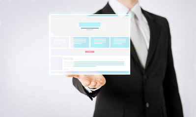 close up of businessman showing web page design