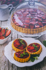 Fototapeta na wymiar Strawberry - the delights of strawberries, tart and cake (filtered) 