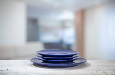 plates on white table