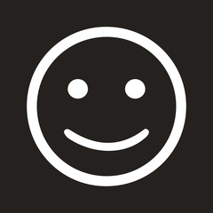 Smiling face icon isolated on black background