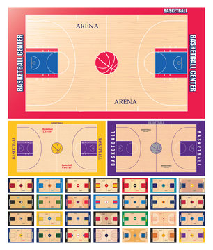Basketball court vector set.