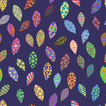 Bright colorful leaves an unusual pattern on a dark background f