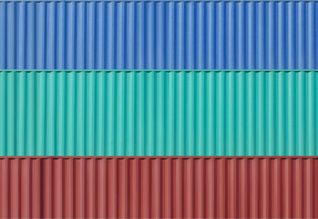 Colorful stack of container shipping at dockyard .