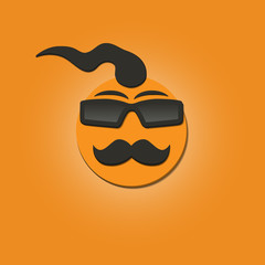 Funny face with a mustache, vector illustration.