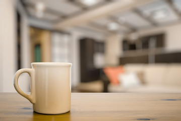 mug on old wooden table