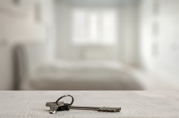 keys on wooden table