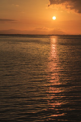 landscape of sea and beautiful sky with a sunset ; Songkhla Thailand