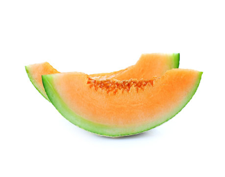 Ripe cantaloupe melon isolated on white background