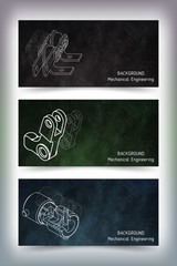 Mechanical engineering drawings on blackboard