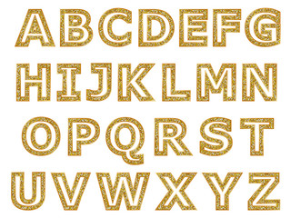 Alphabet, Golden metallic shiny letters
