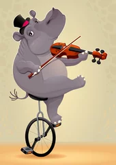  Funny hippo on an unicycle © ddraw