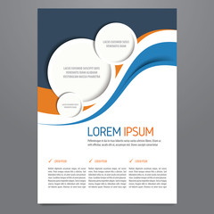 Flyer, brochure, annual report, magazine vector template. Modern blue and orange corporate design.